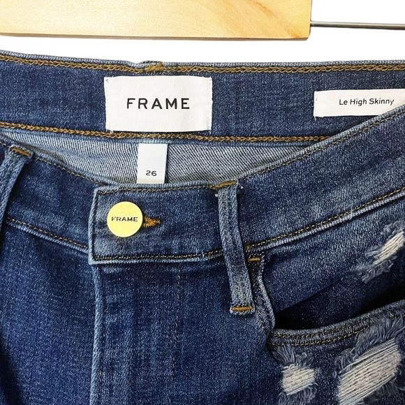 Frame Le High Skinny Distressed Jeans Saxon - Picture 5 of 7